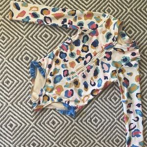 Pink Chicken Colorful Long Sleeve Cheetah Print Swimsuit